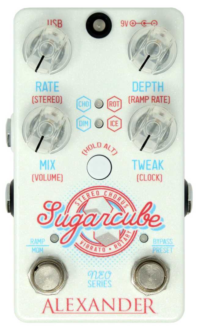 Alexander Sugarcube Stereo Chorus / Rotary Pedal w/ MIDI Control, Crystal White