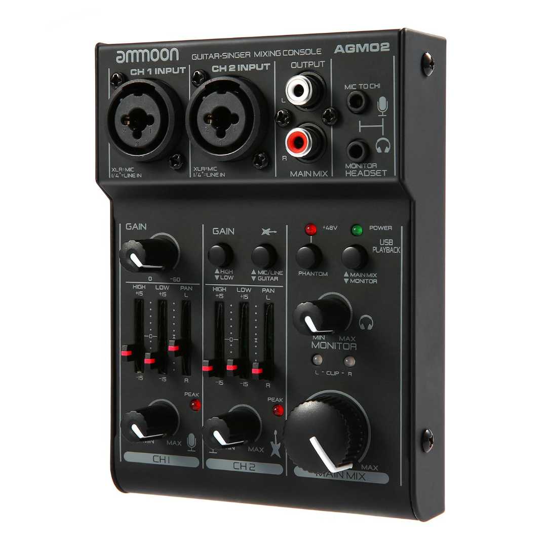Ammoon AGM02 Mini 2-Channel Sound Card USB Interface