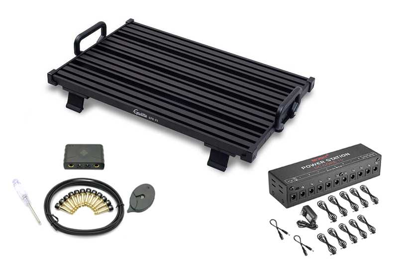 Guitto GPB-02 Effects Pedalboard with Softcase Bundle with Mosky DC Core 10 and Pro-C Solderless 12 Kit