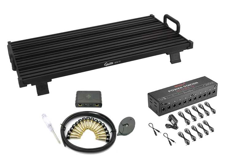 Guitto GPB-03 Effects Pedalboard with Softcase Mosky DC Core 10 and Pro-C Solderless 16 Kit