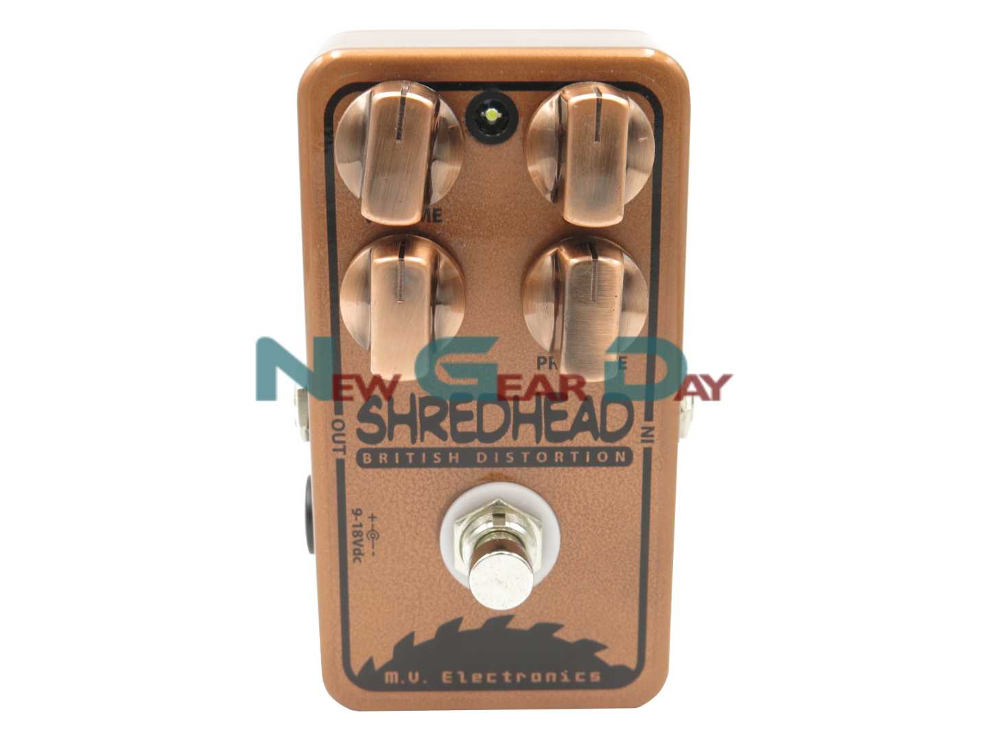 M.V. Electronics Shredhead LE Copper Distortion Guitar Pedal with Free Patch Cable