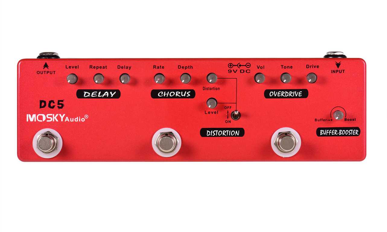 MOSKY DC5 6-in-1 Effects Pedal Delay   Chorus   Distortion   Overdrive   Booster   Buffer