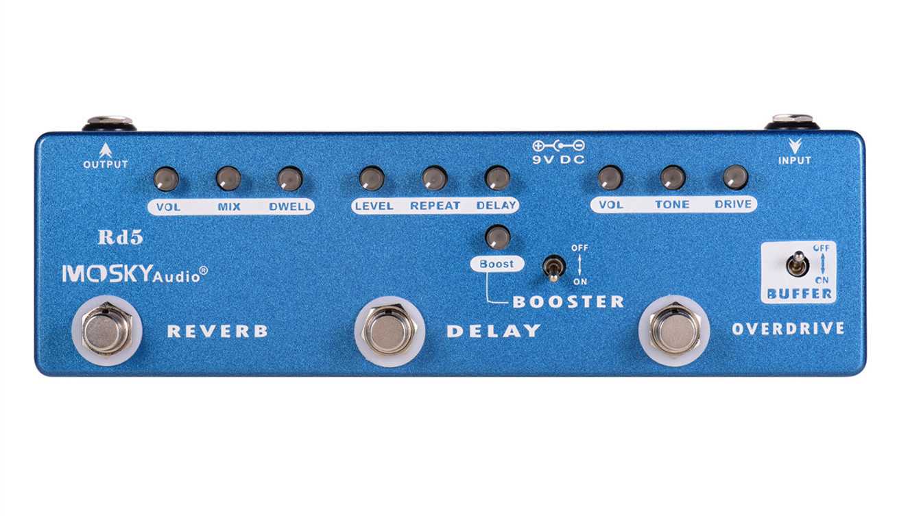 MOSKY RD5 5-in-1 Guitar Multi-Effects Pedal Reverb + Delay + Overdrive + Buffer