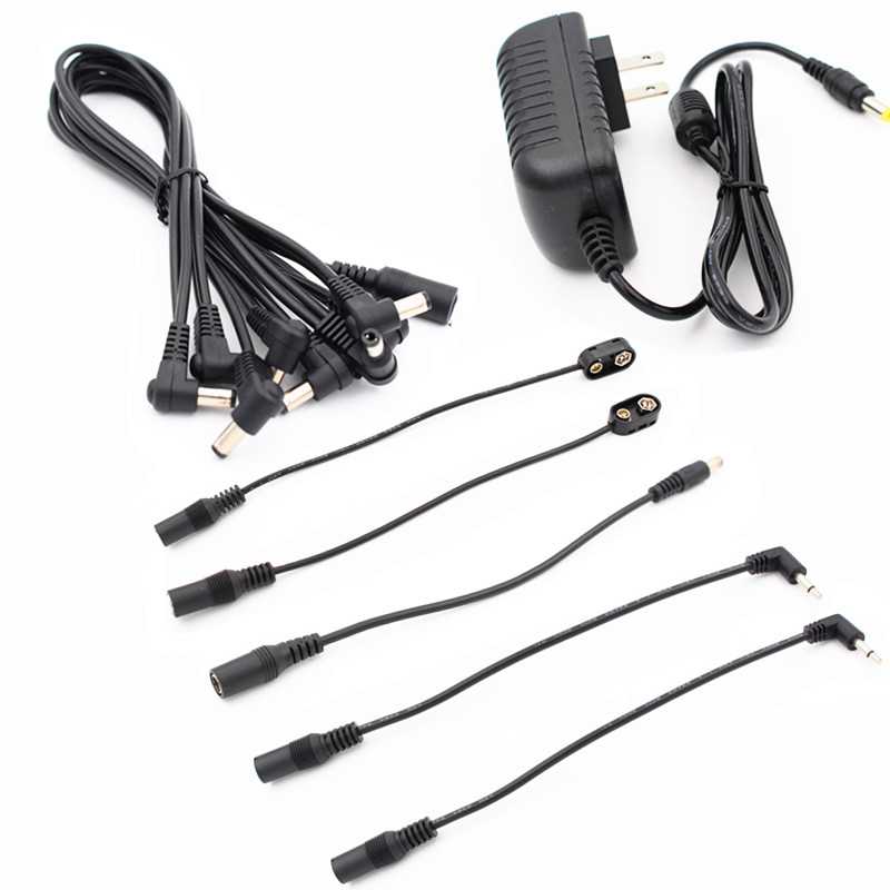 Mosky 9v Adaptor, 8 Daisy Chain, 3.5mm Converter, Battery Clip, Polarity Reversal Cable