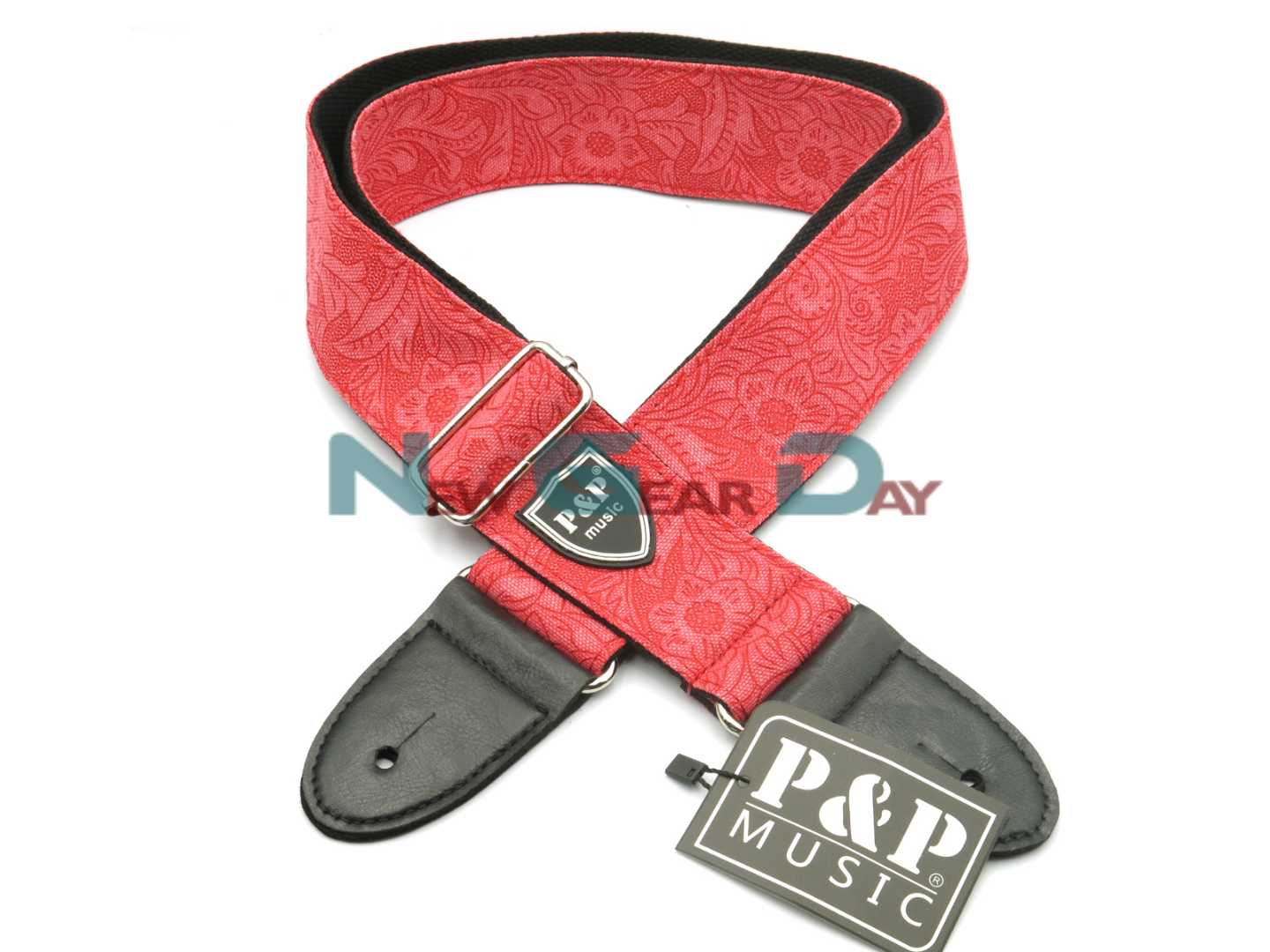 P&P S130-A Red Denim Flower Guitar Strap