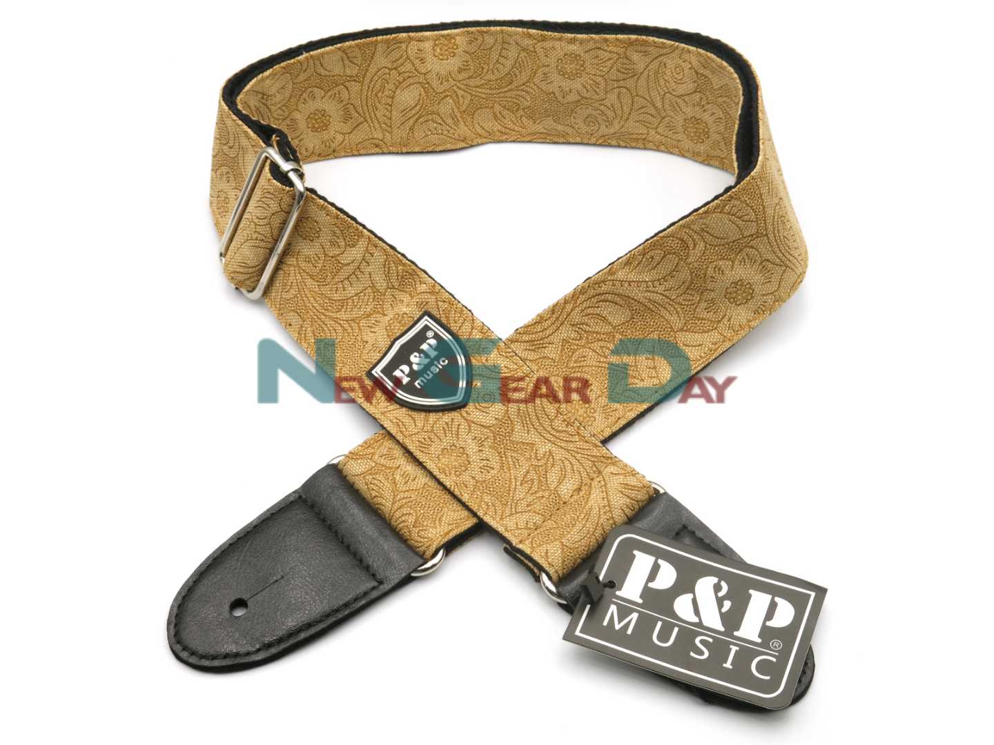 P&P S130-C Brown Denim Flower Guitar Strap