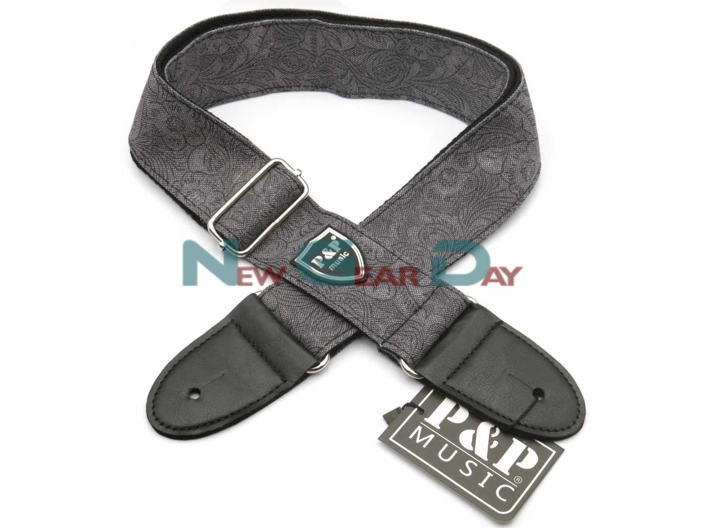 P&P S130-D Black Denim Flower Guitar Strap