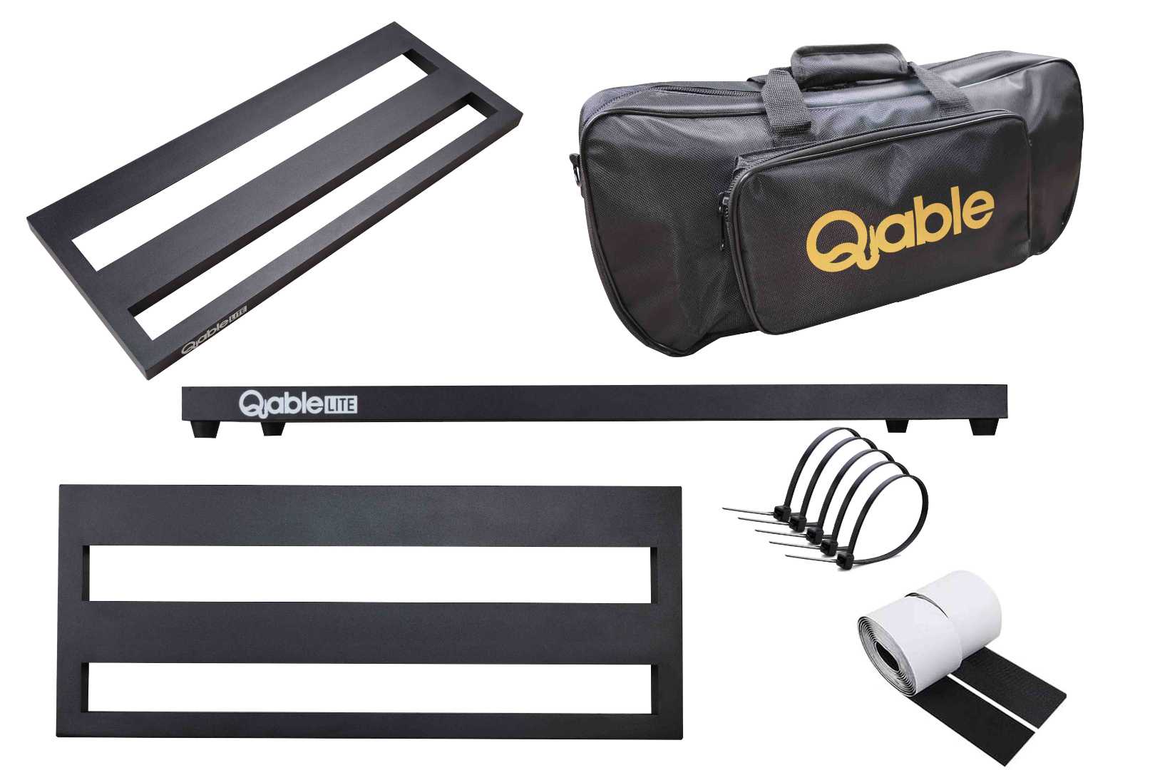 Qable Board Lite Guitar Effect Pedal Board Aluminum Alloy 20 × 8 Inch with Carrying Bag