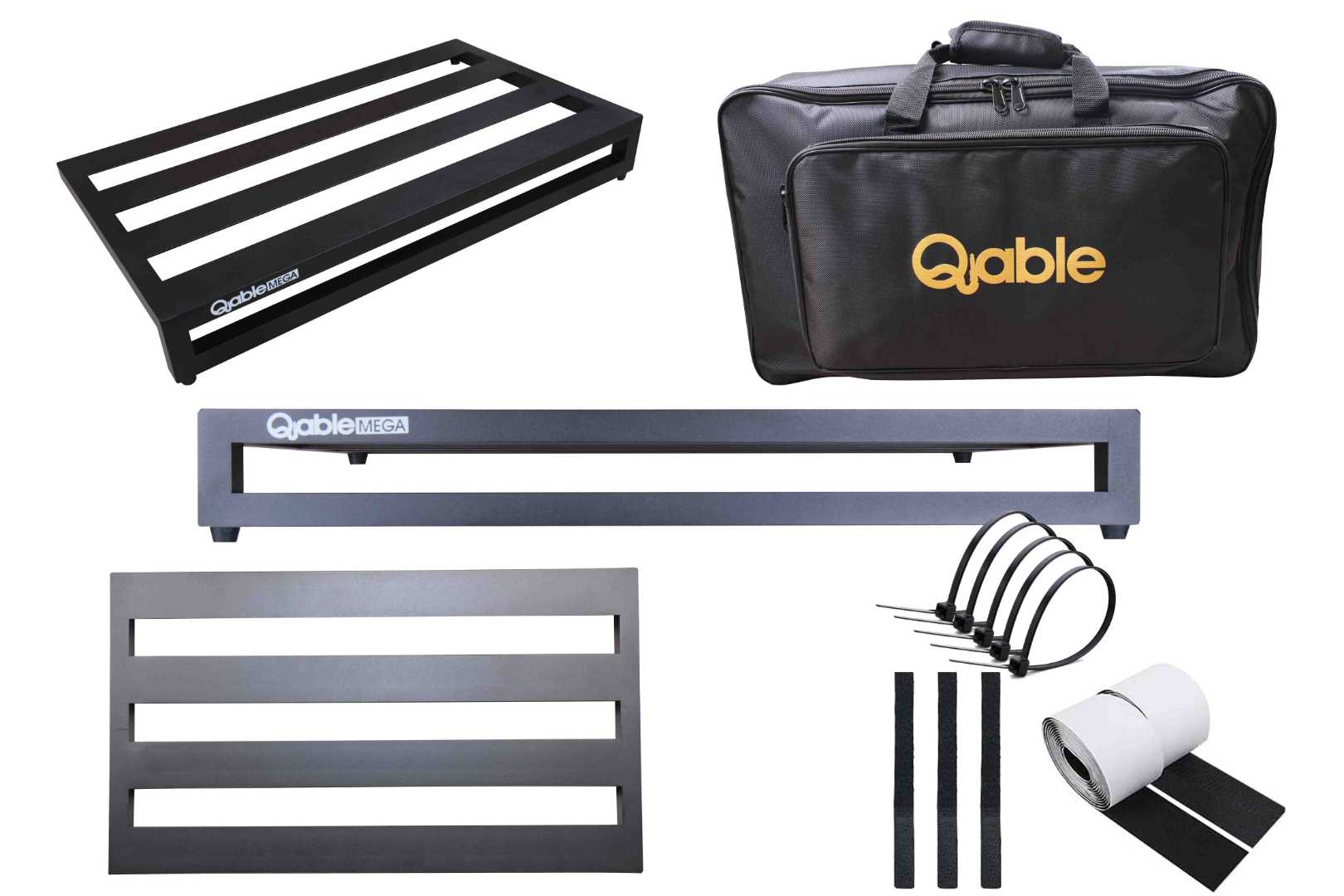 Qable Board Mega Guitar Effect Pedal Board Aluminum Alloy 22 × 11.5 Inch with Carrying Bag