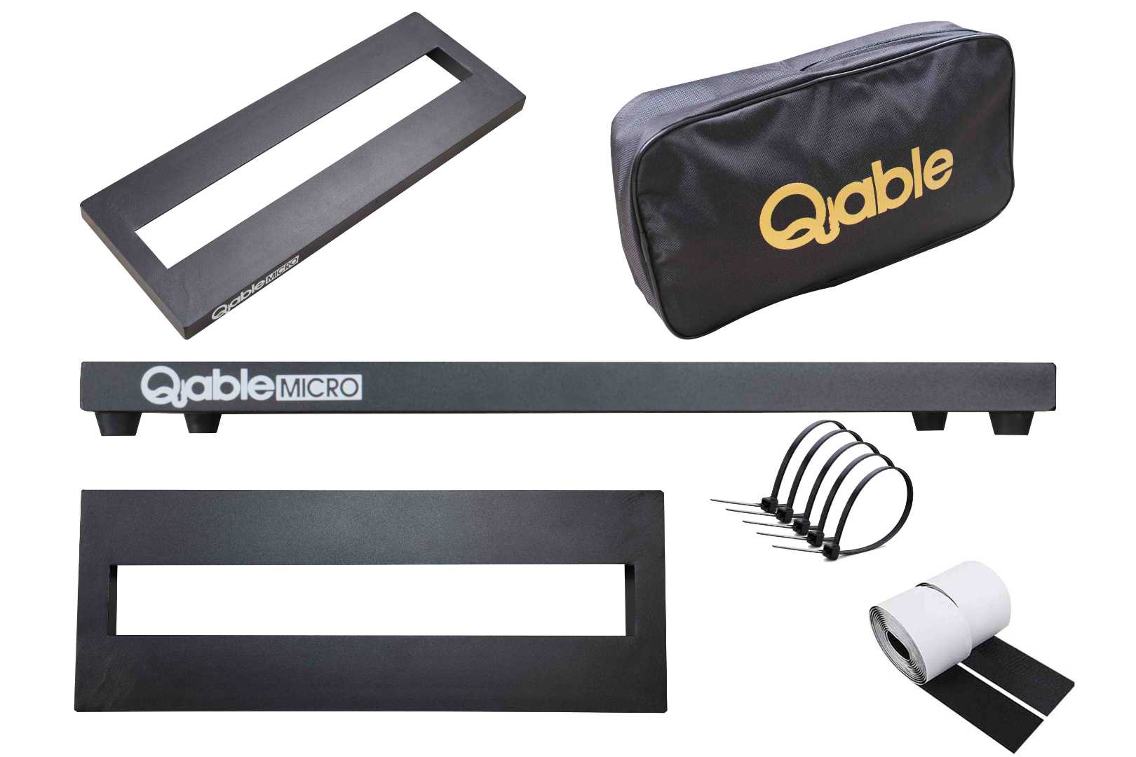 Qable Board Micro Guitar Effect Pedal Board Aluminum Alloy 15 × 5.20 Inch with Carrying Bag