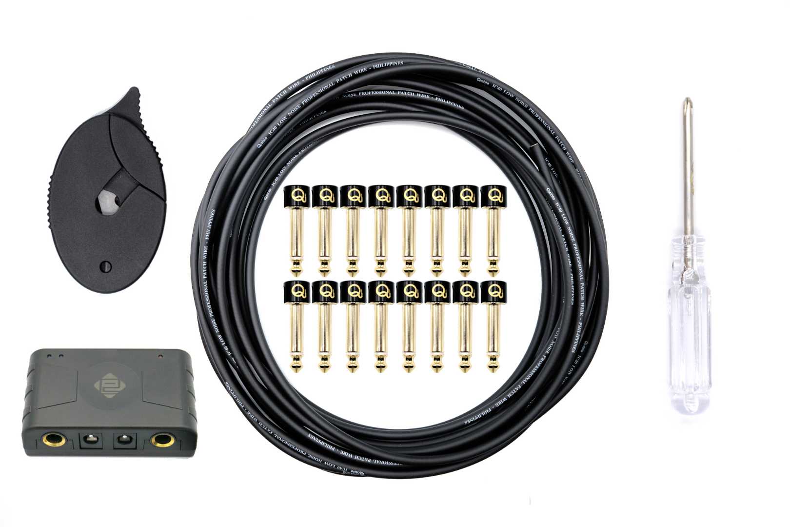 Qable Solderless Patch Cable Kit 16pc Gold Plated Straight/Angled Plugs 6meters Black Cable