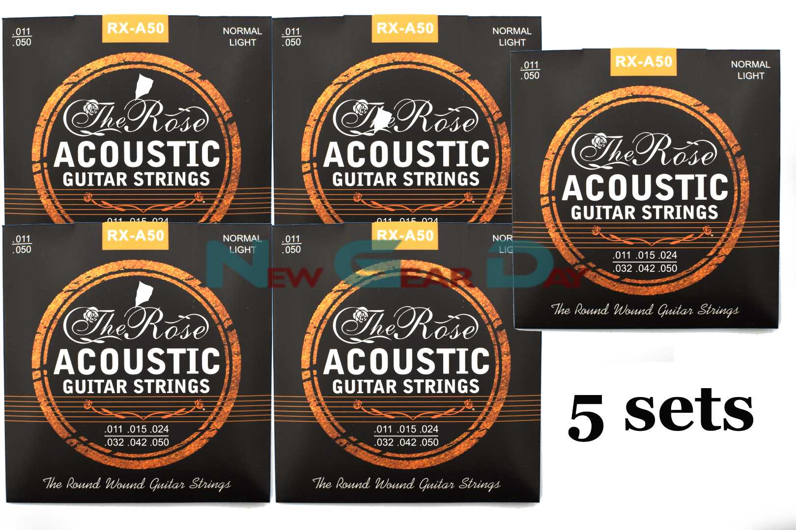 The Rose RX-A50- Acoustic Guitar Strings Phosphor Bronze Steel 11 to 50 - 5 sets