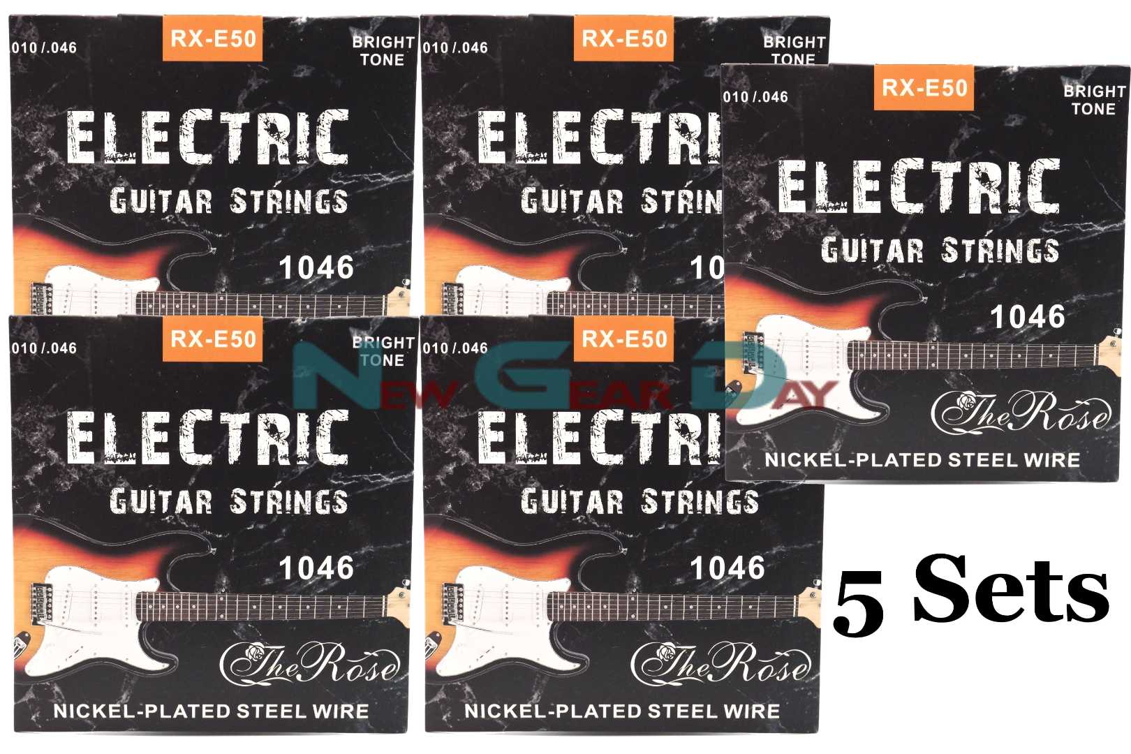 The Rose RX-E50- Electric Guitar Strings Nickel Plated Steel 10 to 46 - 5 sets