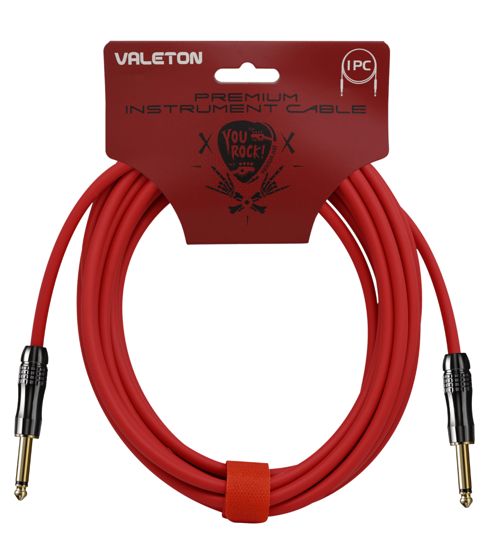 Valeton VGC-5r Premium Instrument Guitar Cable 5meter / 16.4 feet Red